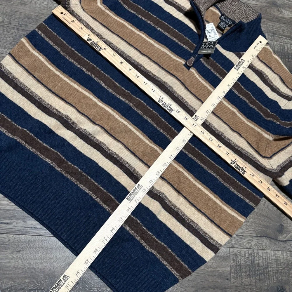 Jos. A. Bank Quarter Zip Sweater Mens XXL Dad Sweater NEW Lambswool Striped‎